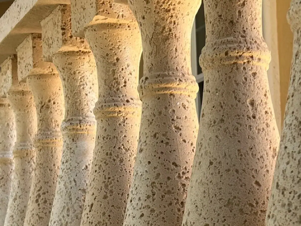 The same balusters clean and warm in color